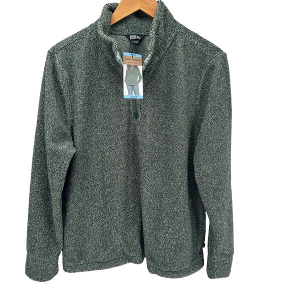 Eddie Bauer Tops - Eddie Bauer Sweatshirt Womens Large Green Fleece Pullover COMFY + Pockets NEW